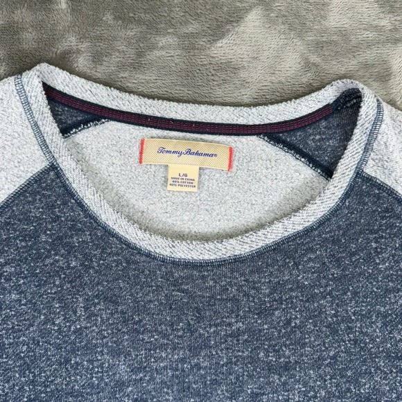 TOMMY BAHAMA Fleece Lined Crew Neck Lounge Sweatshirt L Navy Gray Style #229901 - Picture 2 of 12